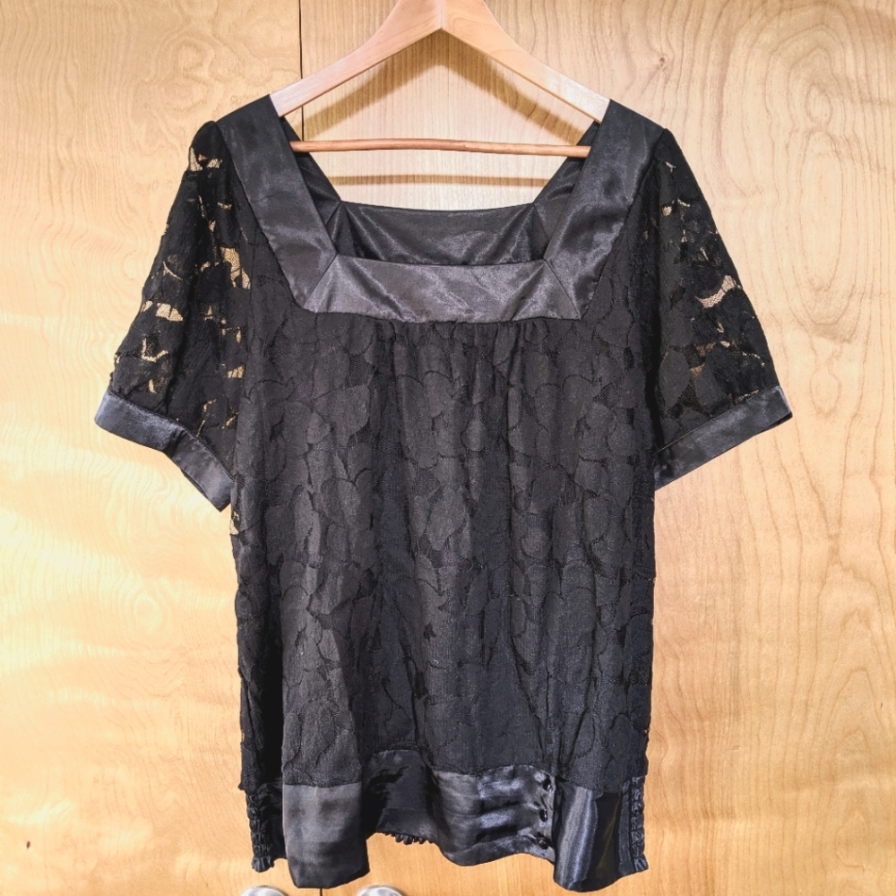 Lane Bryant black lace blouse, size 18